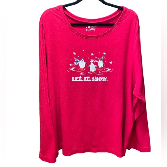 Tops - Woman’s red holiday long sleeve T-shirt. Size 4X